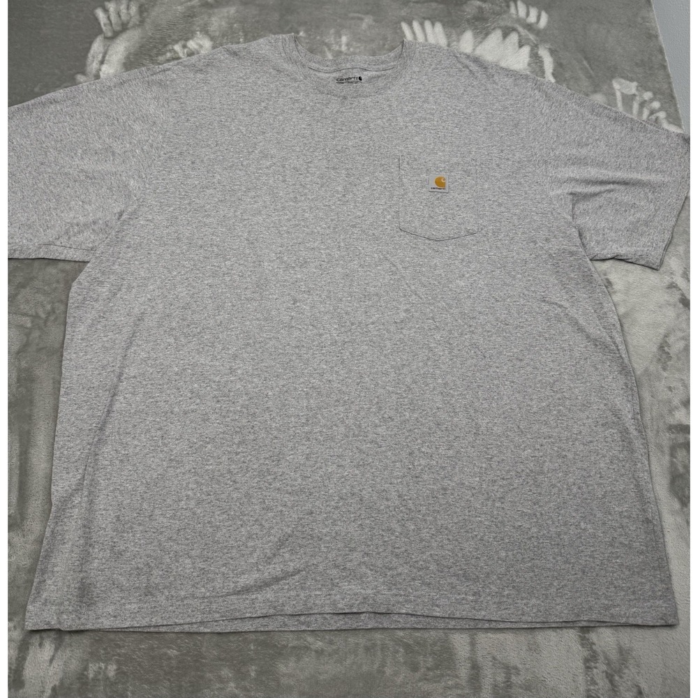 Carhartt T-Shirt Mens 4XL Gray Short Sleeve Pocket Tee Workwear Cotton Logo